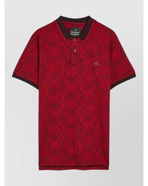Vivienne Westwood Red Short Sleeve Polo Collar Knit Top for men