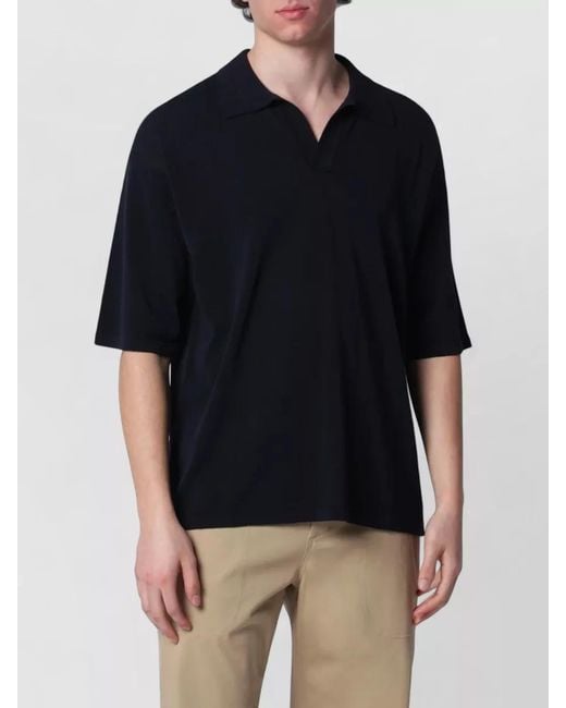 Roberto Collina Black Polo Collar Short Sleeve Jersey Top for men