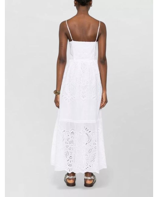 ERMANNO FIRENZE White Long Dress Sweetheart Neckline Tiered Skirt