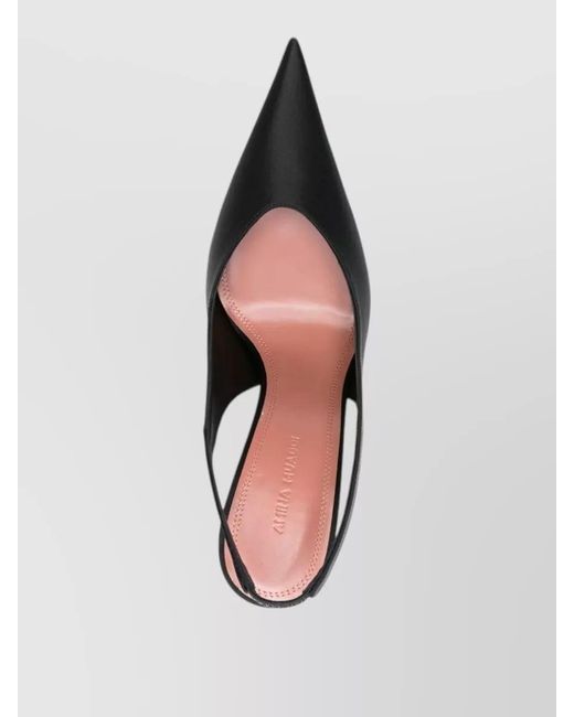 AMINA MUADDI Black Silk Satin Slingback Pumps