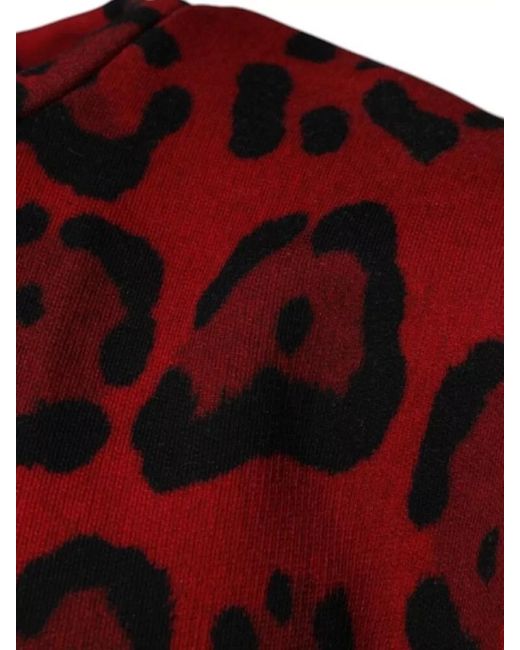 Dolce & Gabbana Red Cotton Leopard-Print Sleeveless T-Shirt for men