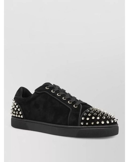 Christian Louboutin Black Seavaste 2 Leather Sneakers Eyelet Studs for men