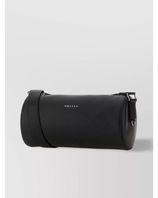 McQueen Black Leather Crossbody Bag for men
