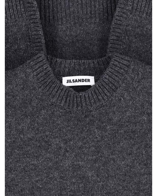 Jil Sander Gray Long Sleeve Crew Neck Top Split Back
