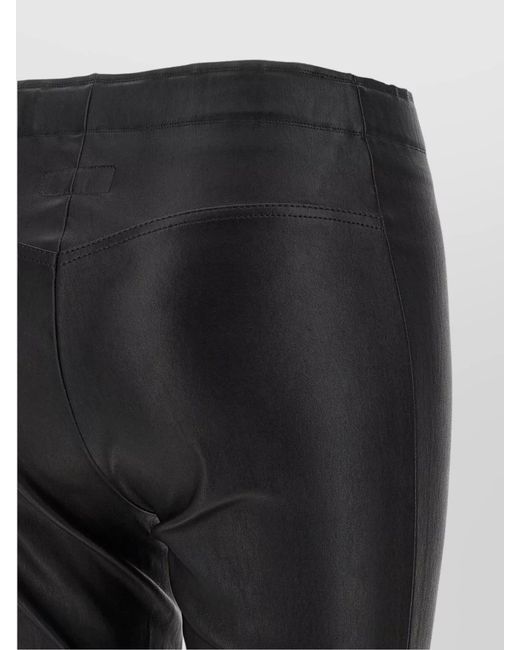 Stouls Black Leather Slim-Fit Cropped Flared Trousers