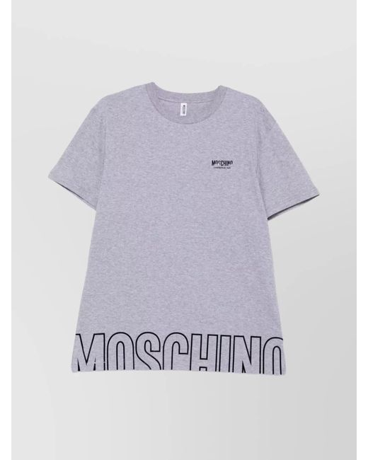 Moschino Purple Cotton Logo Embroidered T-Shirt for men
