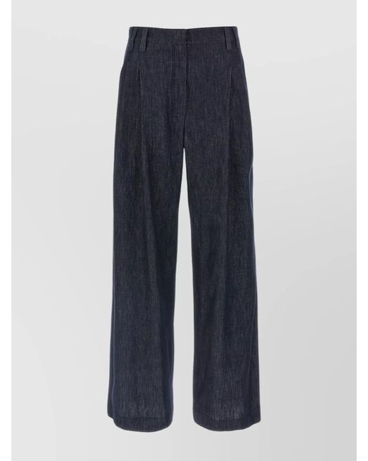 Brunello Cucinelli Blue Wide Leg Denim Trousers