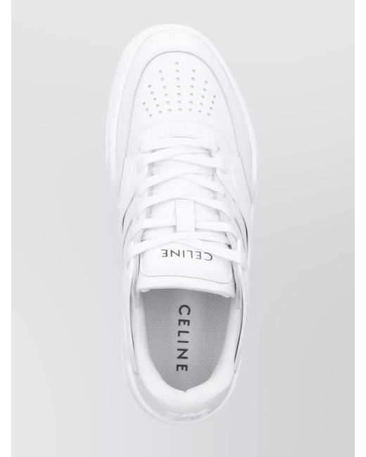 Céline White Leather Low-Top Sneakers for men