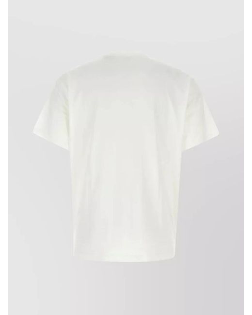 Burberry White Ribbed Crew Neck Loose Fit Cotton T-Shirt for men