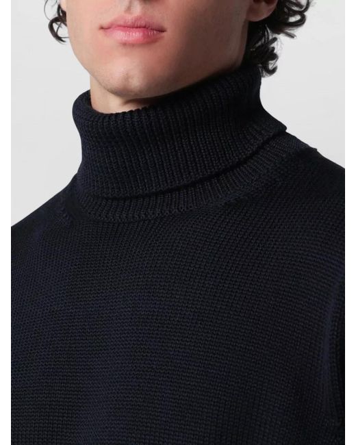 Roberto Collina Blue Wool Turtleneck Sweater Ribbed Cuffs Hem for men