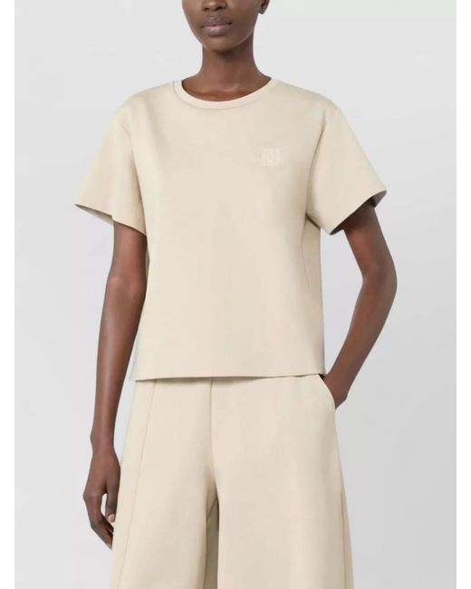 Max Mara Natural Crew Neck Short Sleeve Nylon Silk Top