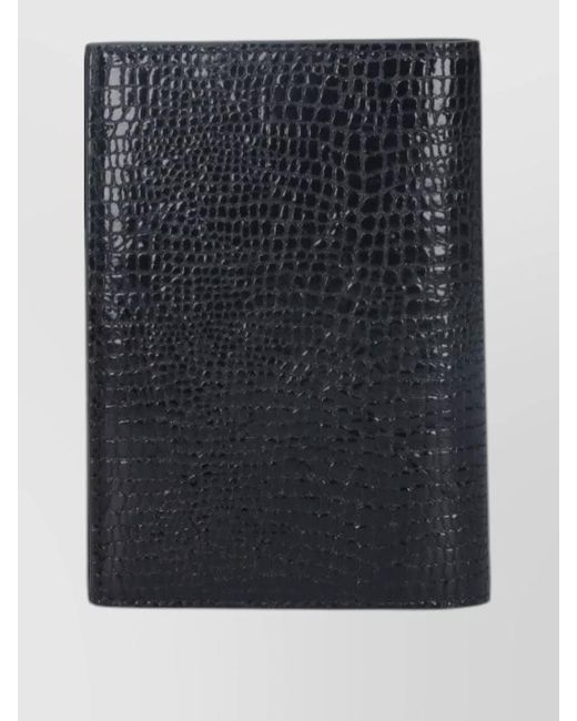 Tom Ford Blue Bi Fold Wallets Embossed Texture Design for men