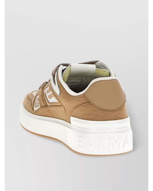 Balmain Metallic Polyester B-Court Low-Top Sneakers