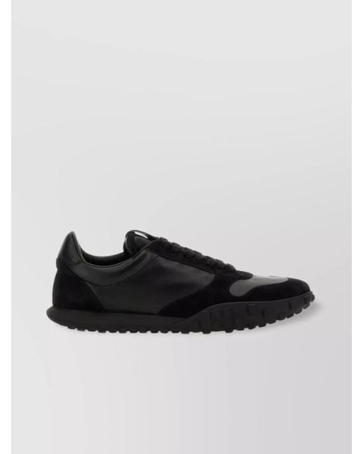 Jil Sander Black Suede Panel Round Toe Rubber Sole Sneakers for men