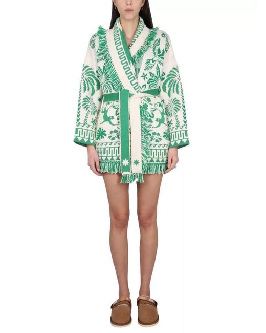 Alanui Green High-Rise Knit Mini Shorts