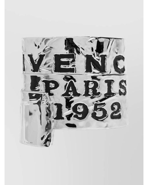 Givenchy White Textured Metal Cuff Bracelet