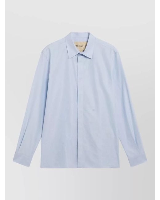 Valentino Blue Long Sleeve Shirt Button Cuffs Collar for men