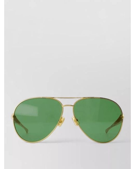 Bottega Veneta Green Bv1305S Sunglasses Metal Frame Double Bridge