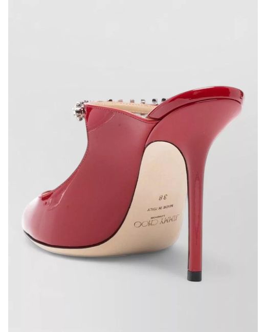 Jimmy Choo Red Crystal Strap Velvet Pumps 100 Stiletto Heel