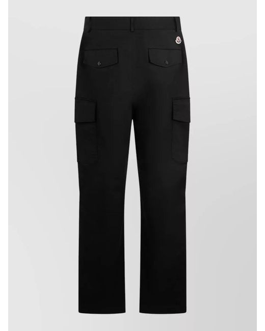 Moncler Black Stretch Cotton Cargo Shorts Straight Cut for men