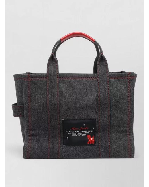 Marc Jacobs Black Denim Medium Tote Double Handle Strap