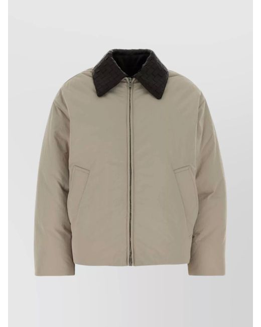 Bottega Veneta Multicolor Insulated Nylon Jacket Featuring Quilted Collar