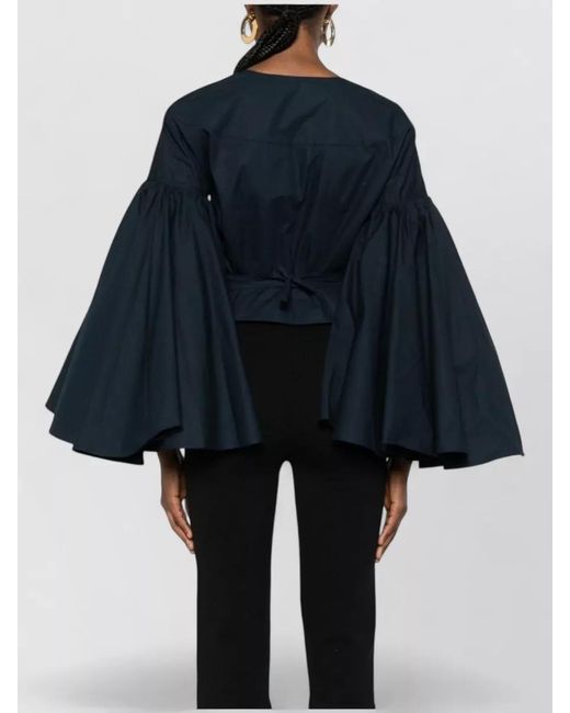 Jacquemus Blue Peasant Wrap Top V Neckline Tie Back