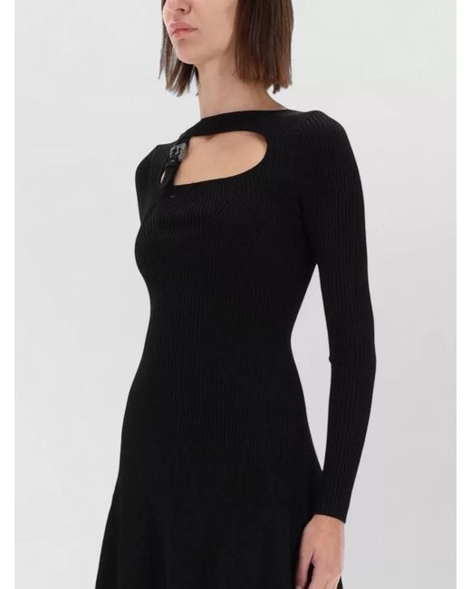 Versace Jeans Couture Black Baroque Buckle Knitted Dress