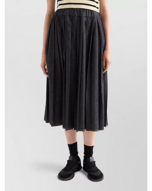 Jil Sander Black Denim Midi Skirt Round Cut Pockets