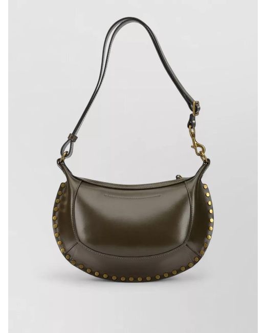 Isabel Marant Gray Oskan Moon Small Studded Shoulder Clutch