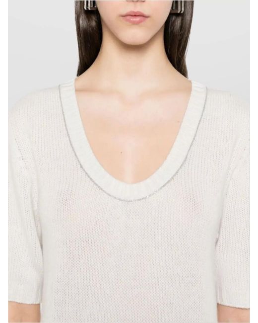 Fabiana Filippi White Cashmere Knitted Top