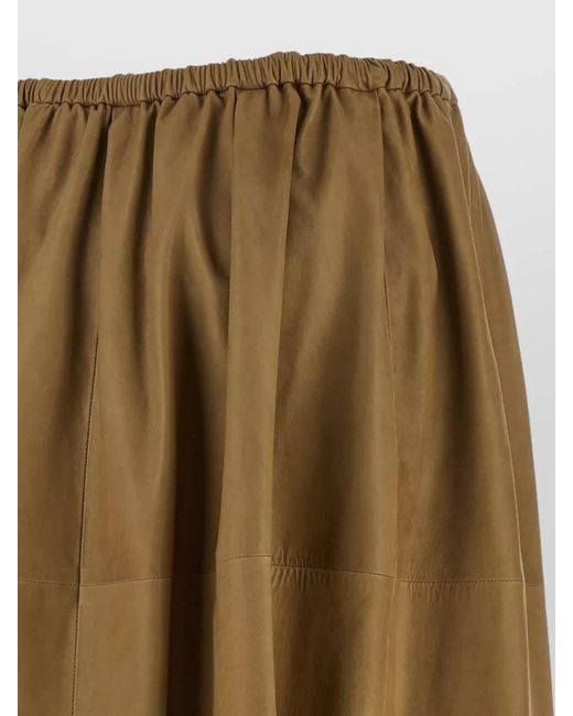 Auralee Natural Leather Pleated Skirt