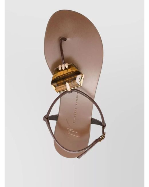 Giuseppe Zanotti Natural Atlantide Flat Thong Sandals Toe Ring