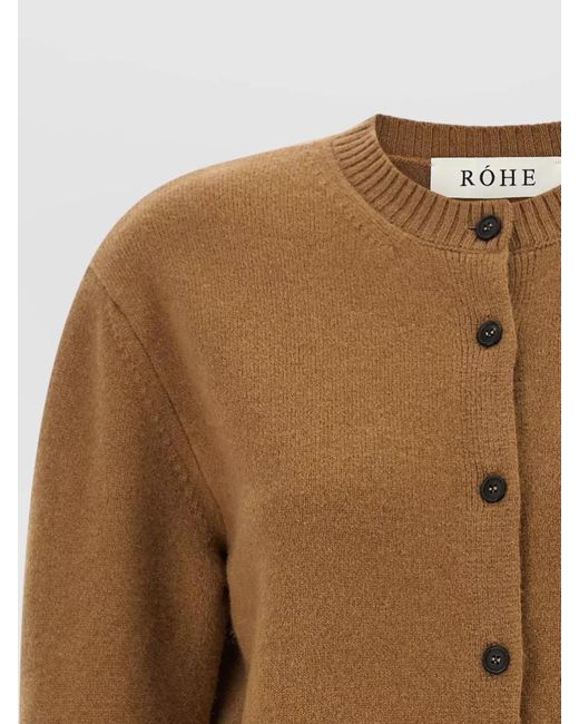 Rohe Brown Cashmere Blend Crew Neck Cardigan Knit