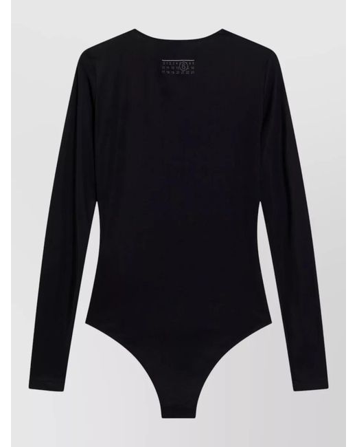 MM6 by Maison Margiela Black Long Sleeve Round Neck Stretch Top