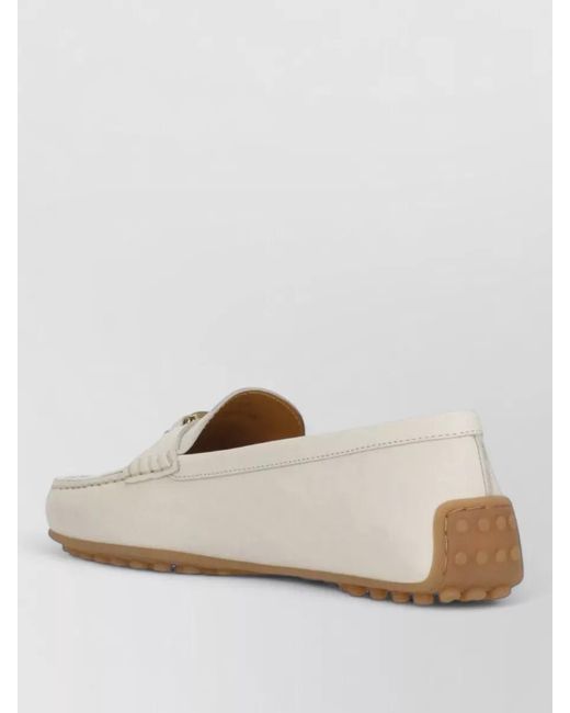 Tod's Natural Leather Loafers Rubber Sole Round Toe