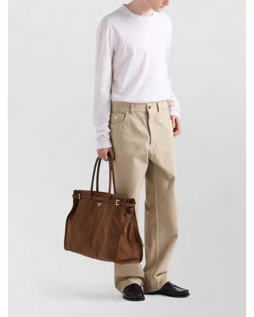 Prada Natural Denim Trousers Belt Loops Back And Front Pockets for men