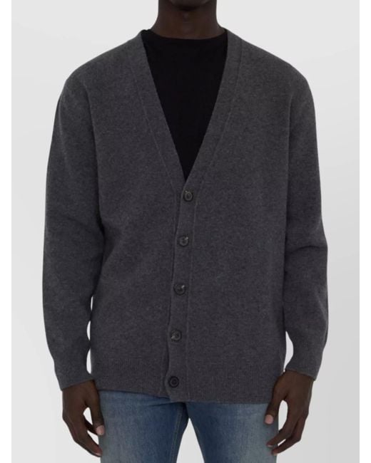 Maison Margiela Blue Wool Cardigan With V-Neckline And Relaxed Fit for men