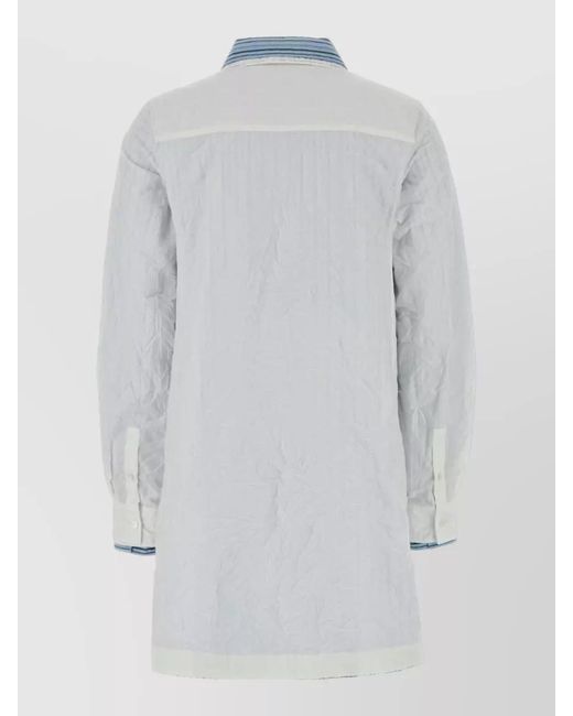 Loewe Blue Cotton Blend Shirt Dress Long Sleeves Collared