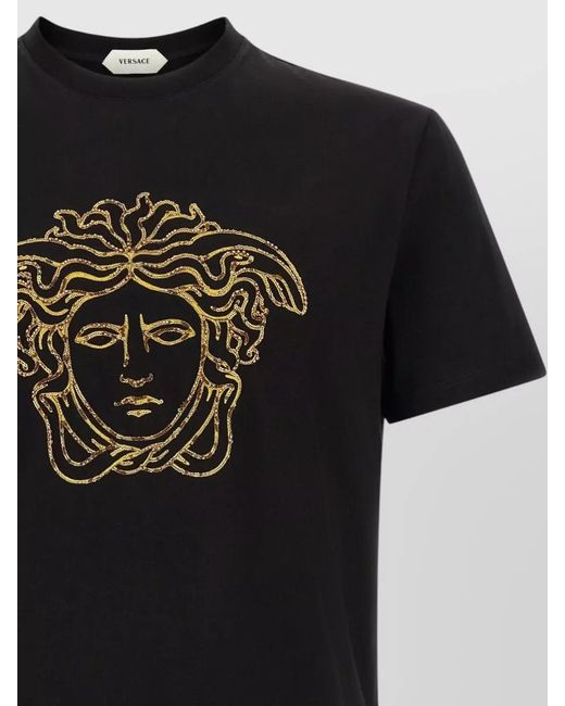 Versace Black Medusa Motif Regular Fit Short Sleeve Shirt for men