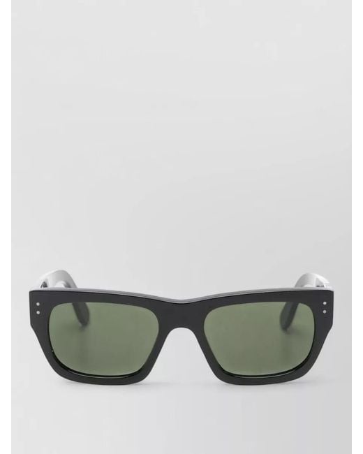 Totême Green Voyager Rectangular Sunglasses Tinted Lenses Rivets