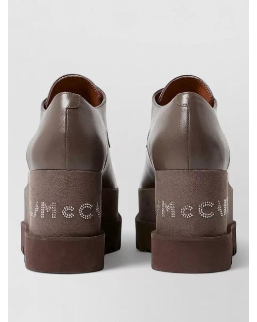 Stella McCartney Brown Elyse Lace Up Logo Wedge Derbies