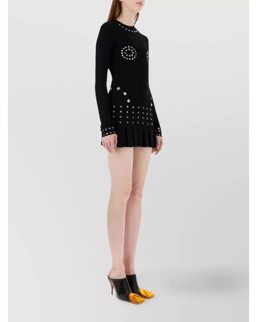 Off-White c/o Virgil Abloh Black Stud-Embellished Pleated Mini Dress