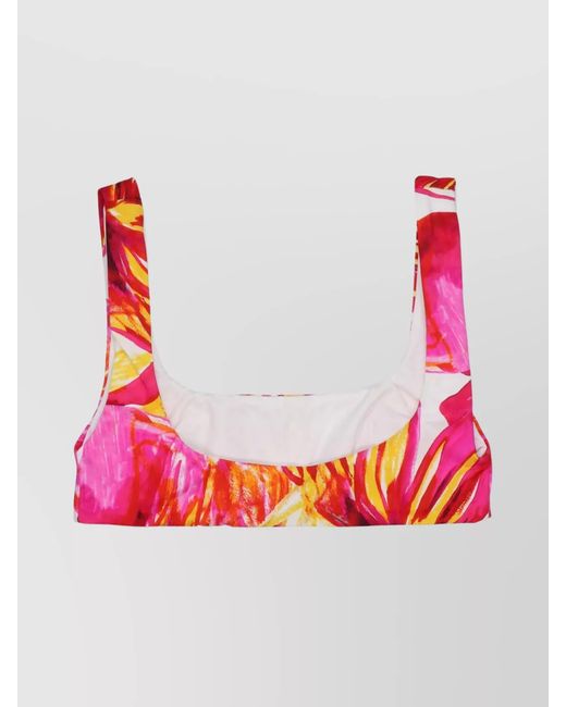 Louisa Ballou Red Scoop Bikini Top