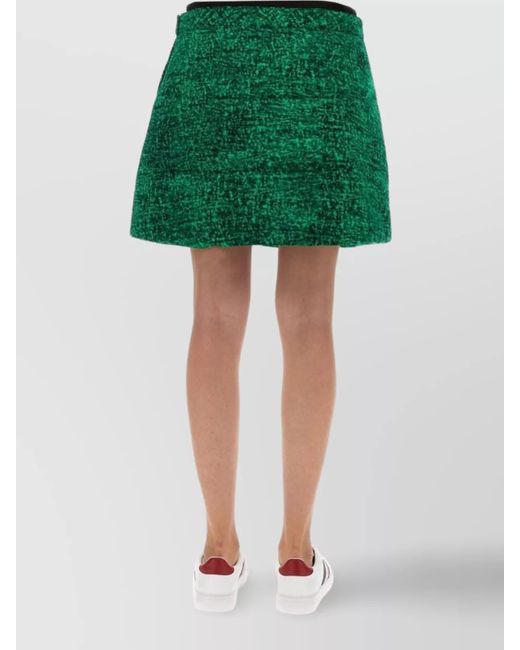 Moncler Genius Green Printed A-Line Skirt