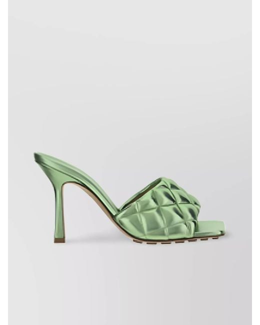Bottega Veneta Green Leather Quilted Sandals