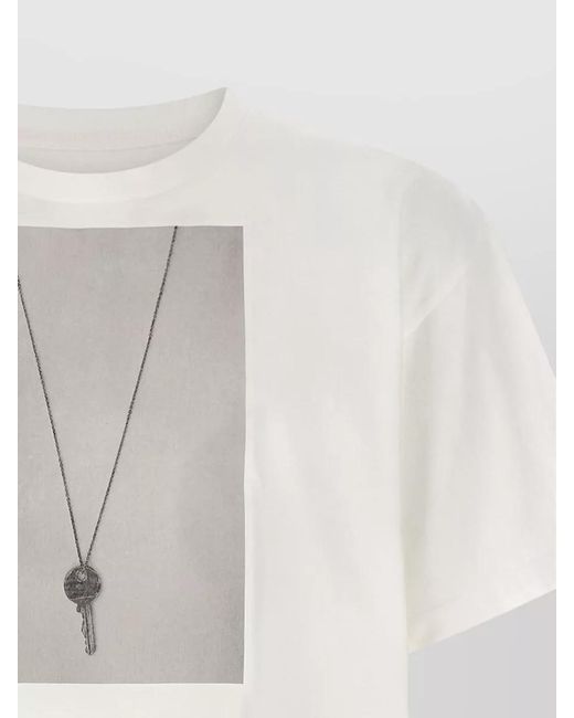 MM6 by Maison Margiela White Cotton Graphic Print T-Shirt for men