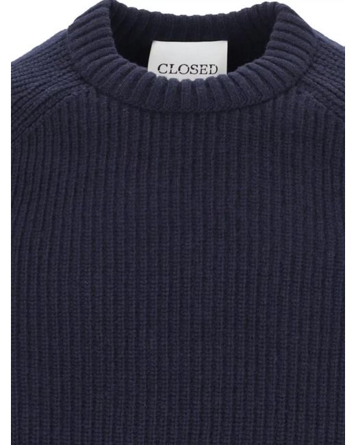Closed Blue Wool Crewneck Jumper for men