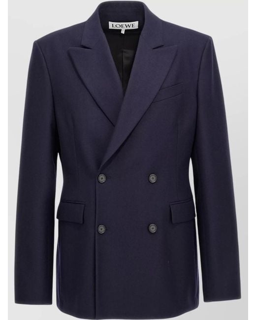 Loewe Blue Wool Double-Breasted Blazer for men