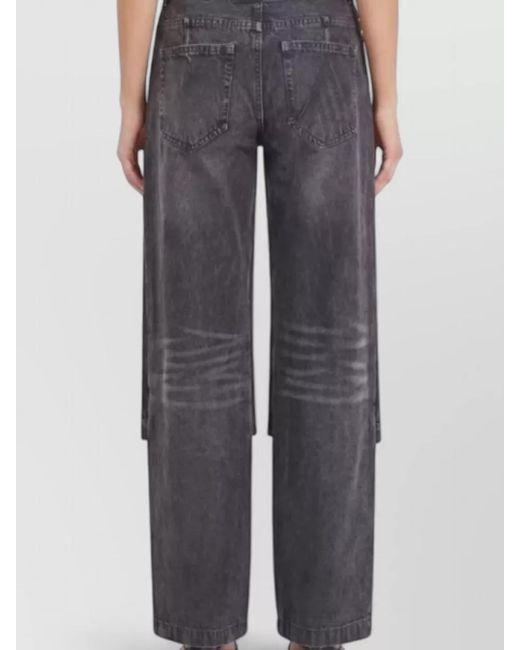 The Attico Blue Wide Leg Cotton Gabardine Trousers Belt Loops